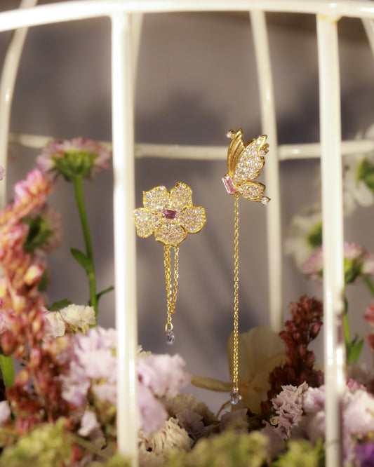 Moonflower & Iris Butterfly Earrings
