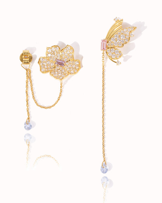 Moonflower & Iris Butterfly Earrings